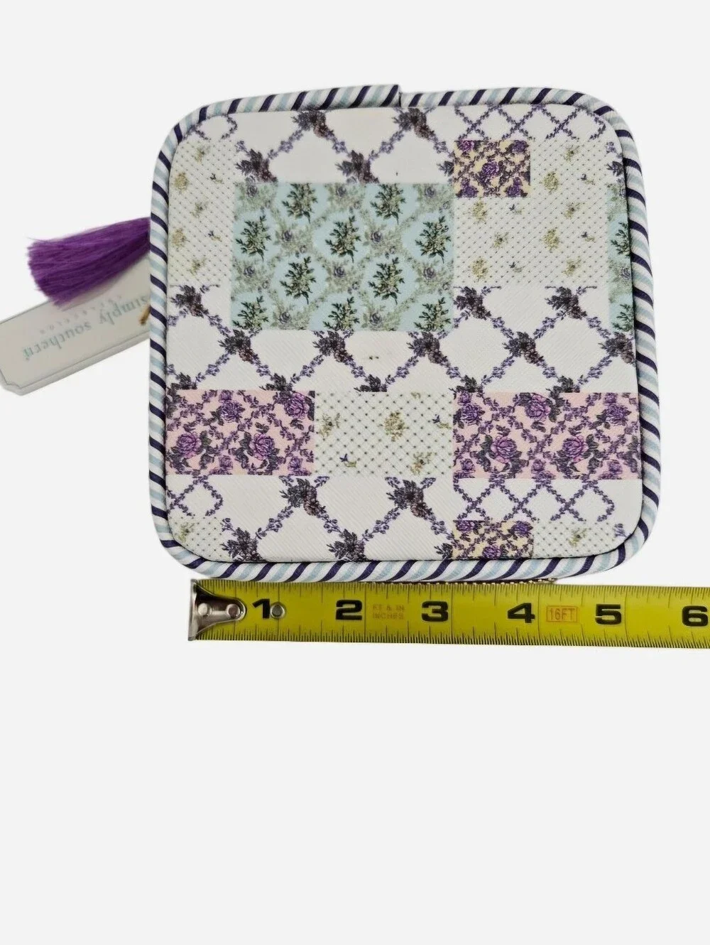 Simply Southern Quilted Pattern Jewelry Box purple & multicolor NEW
